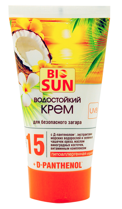 Водостійкий крем для безпечної засмаги SPF-15 BIO-SUN Waterproof Cream For Safe Sunburn SPF-15 150 мл