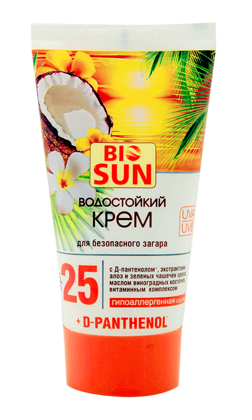 Водостійкий крем для безпечної засмаги SPF-25 BIO-SUN Waterproof Cream For Safe Sunburn SPF-25 150 мл