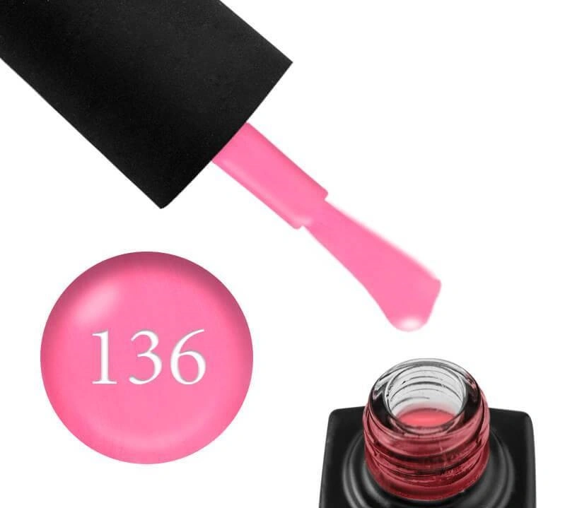 Гель-лак GO Active Gel Polish GO 136 неоново-рожевий з легким перламутром 5,8 мл