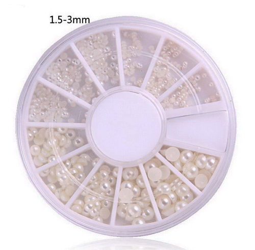 Перли білі в карусельці YRE White Nail Pearl Carousel Small асорті