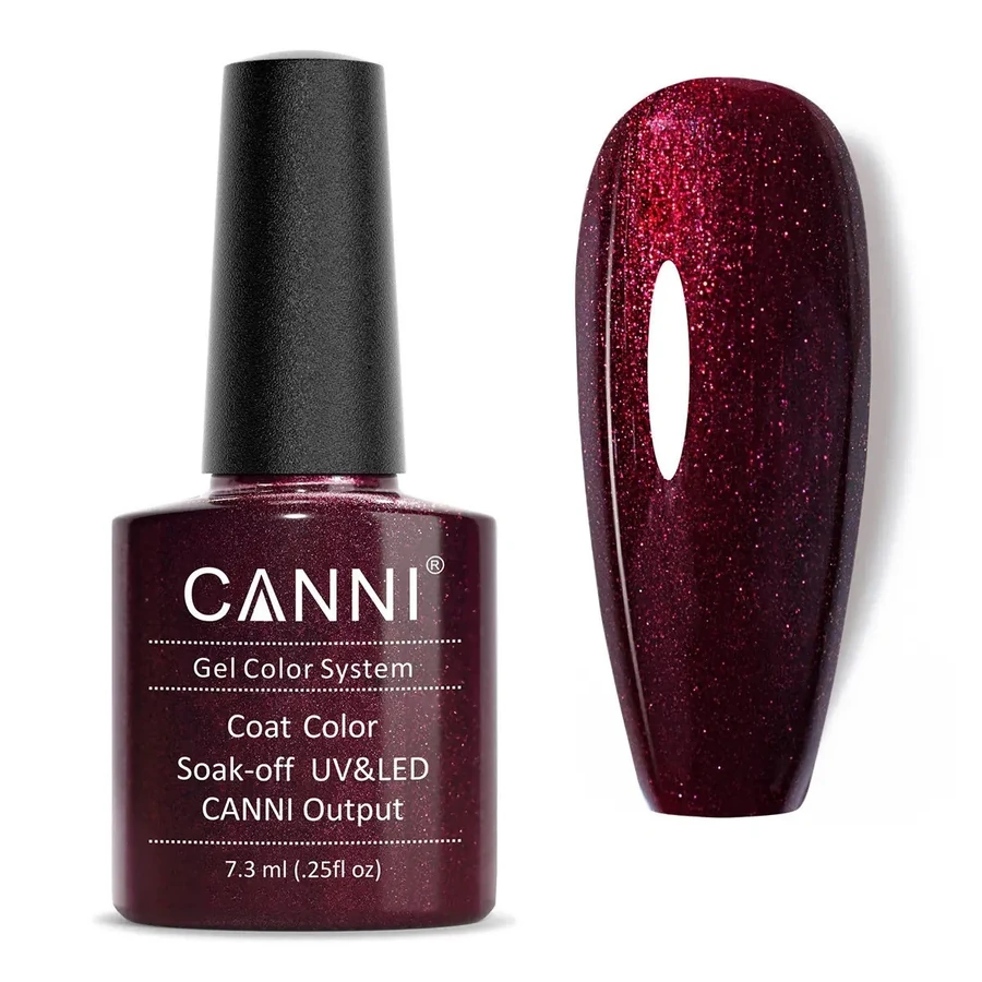 Гель-лак Canni Gel Polish №256 Glitter Dark Red темно-червоний, з глітером 7,3 мл