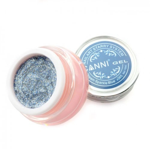 Гель Зоряний пил Canni Starry Gel №365 темне срібло з блакитним 10 мл