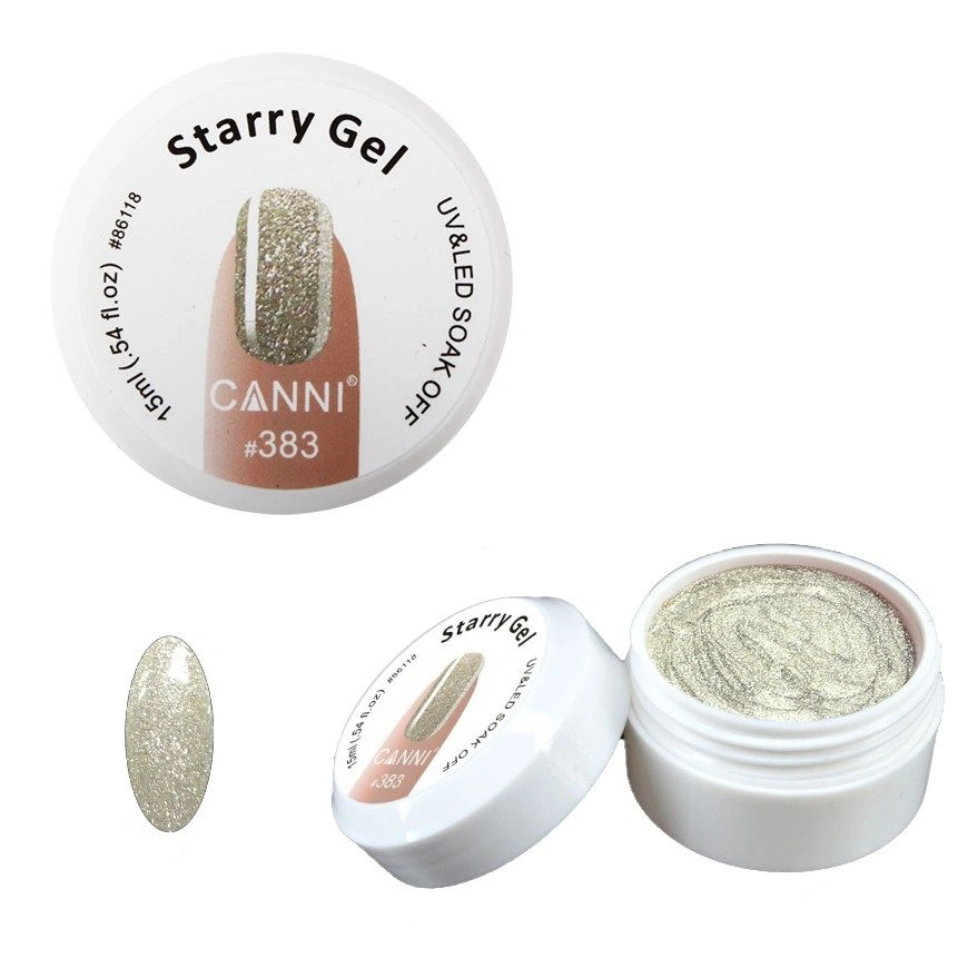 Гель "Зоряний пил" Canni Starry Gel №383 біле золото 15 мл