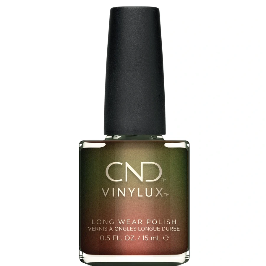 Лак CND VINYLUX 252 Hypnotic Dreams зелено-рожевий із золотим мікроблиском 15 мл
