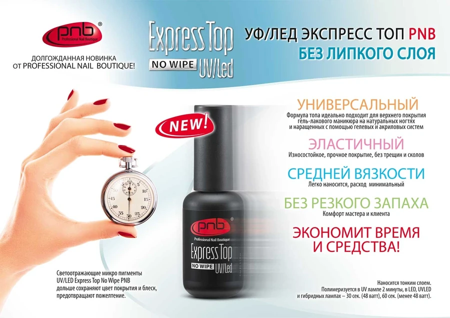 Експрес топ без липкого шару PNB UV/LED Express Top No Wipe 8 мл