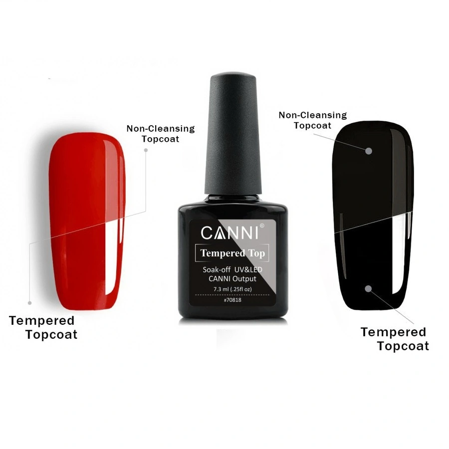 Посилене глянцеве фінішне покриття Canni No Wipe Tempered Top Coat без липкого шару 7,3 мл