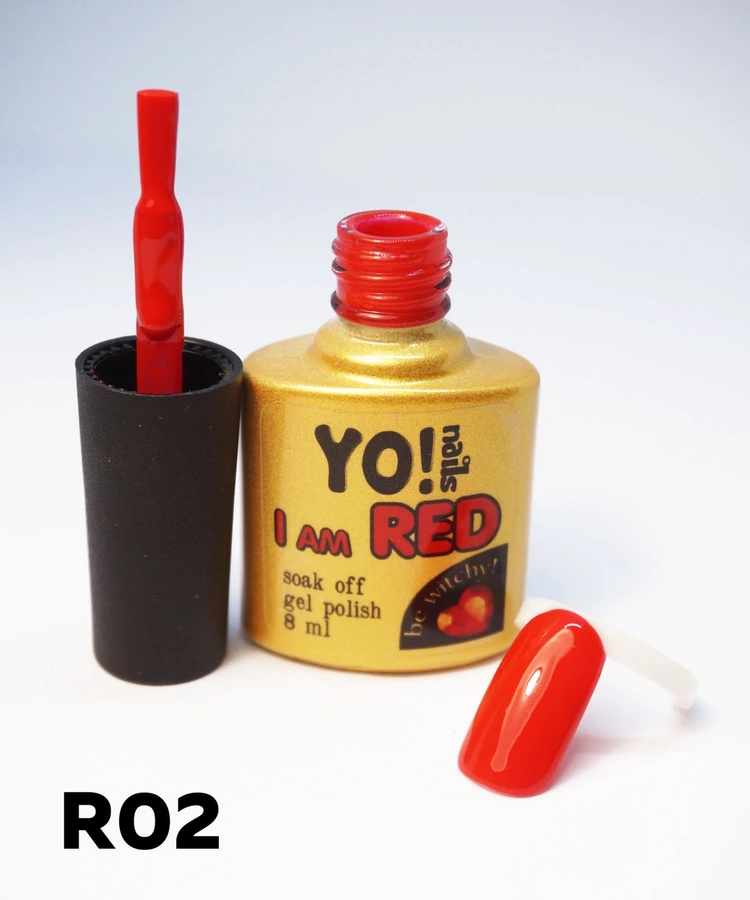 Гель-лак Yo!Nails I am Red №02 Класичний червоний. Інтенсивний відтінок теплої червоної гами 8 мл