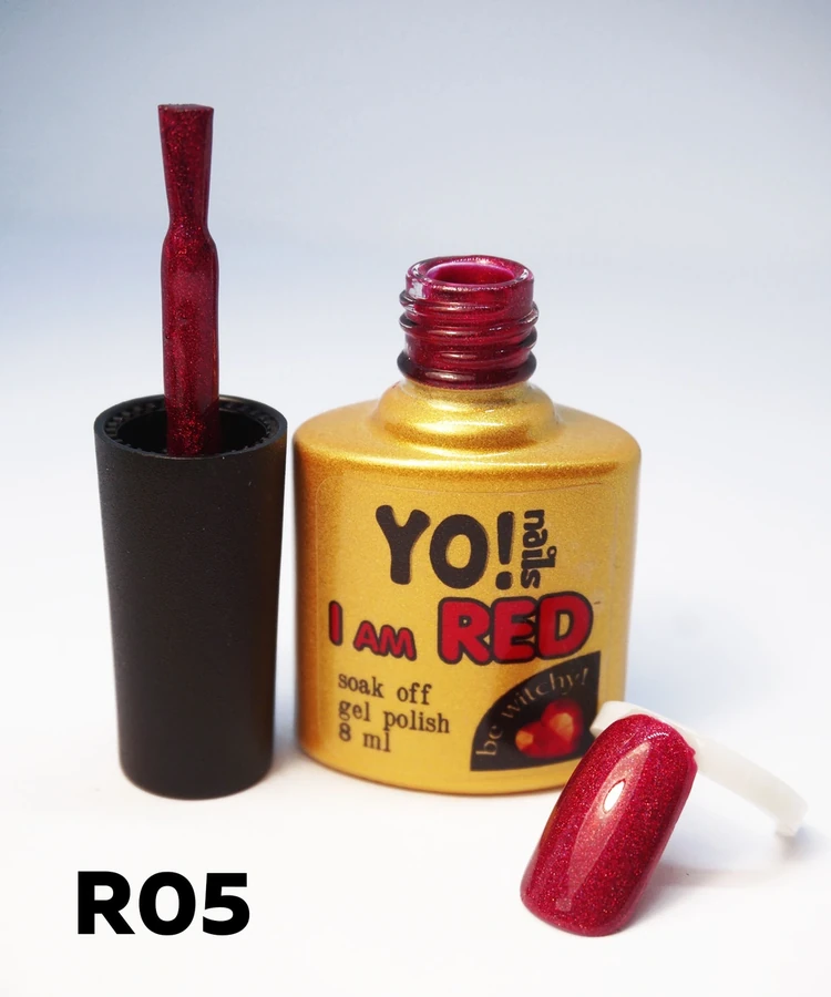Гель-лак Yo!Nails I am Red №05 Зоряний пил. Бордово-червоний з голографічним ефектом призму 8 мл