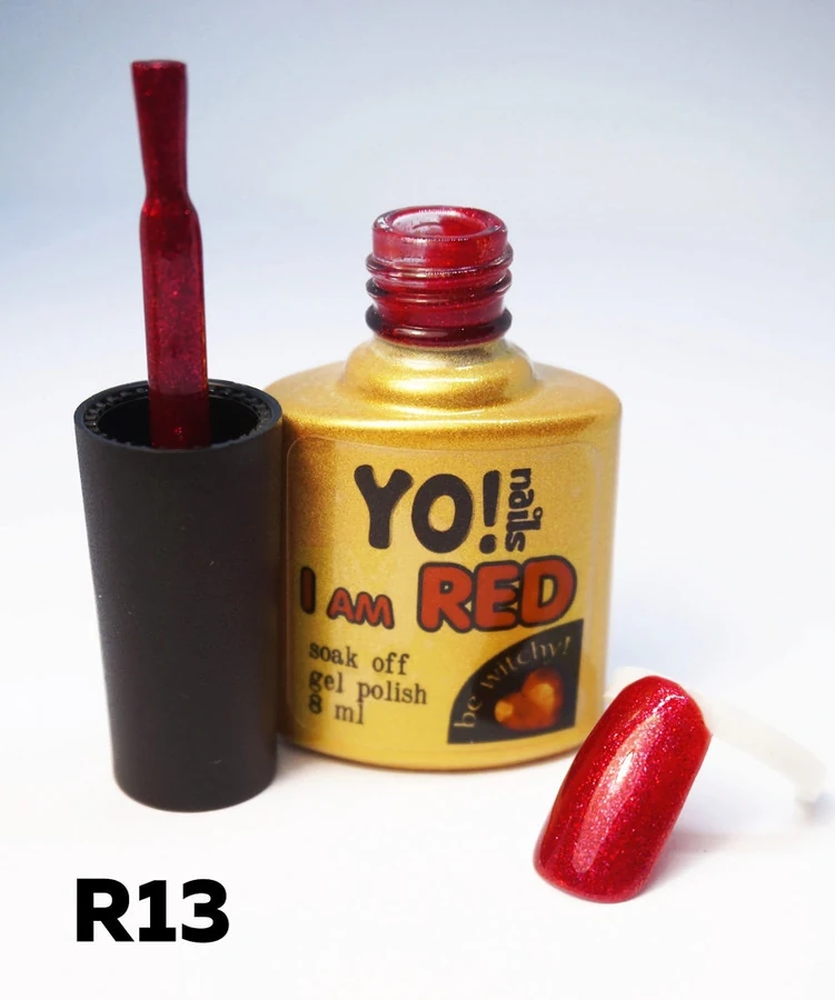 Гель-лак Yo!Nails I am Red №13 Малиновий захід сонця. Динамічний ягідний колір з яскраво-рожевим шиммером 8 мл