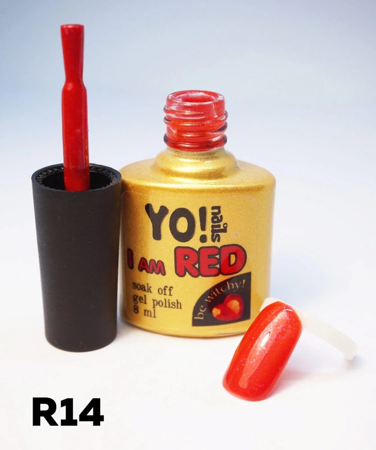 Гель-лак Yo!Nails I am Red №14 Кораловий риф. Рожево-червоний колір з яскраво-рожевим шиммером 8 мл