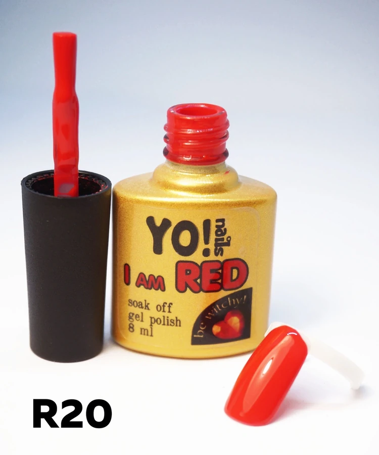 Гель-лак Yo!Nails I am Red №20 Кіновар. Динамічний червоний колір з помаранчевим відтінком 8 мл