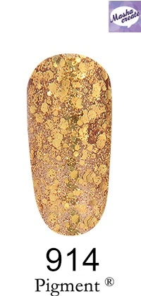 Гель-лак FOX Gel Polish Masha Create Pigment №914 великі бронзово-золоті блискітки 6 мл