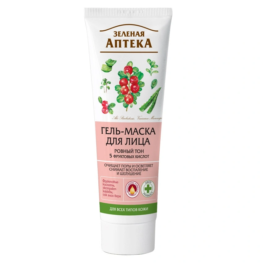Гель-маска для обличчя Зелена аптека Face Gel-Mask Smooth Skin Tone 75 мл