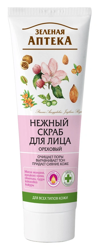 Ніжний скраб для обличчя Зелена аптека Gentle Facial Scrub Nut 75 мл