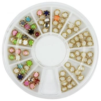 Перли різнокольорові з металевою окантовкою YRE Pearl Multcolored With Metal Edging