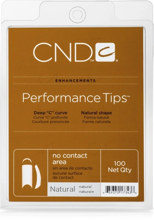 Типси без контактної зони CND Natural Performance Tips асорті, вигин C 100 шт