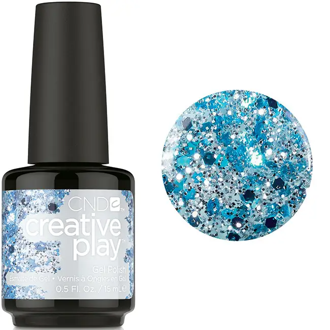 Гель-лак CND Creative Play 459 Kiss Teal блакитний, з блискітками 15 мл