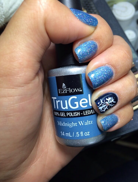 Гель-лак EzFlow TruGel Midnight Waltz блакитний з мікроблиском 14 мл