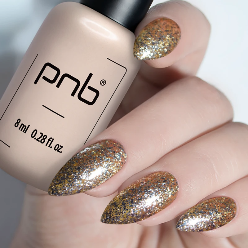 Гель-лак PNB №181 Gold золото, з блискітками 8 мл
