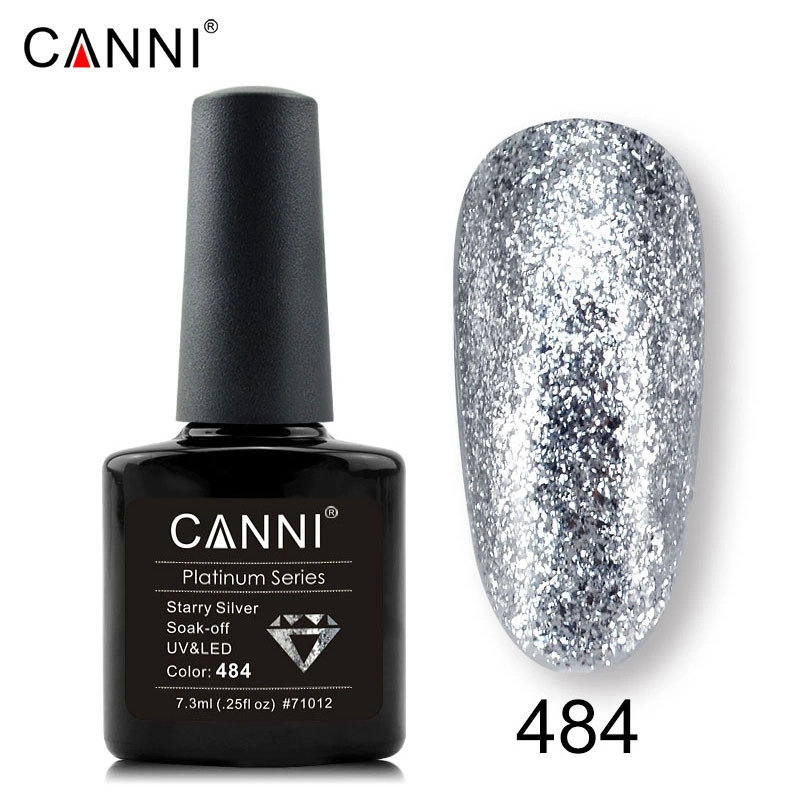 Гель-лак Canni Gel Polish 484 Liquid Foil рідка фольга об`ємне срібло 7,3 мл