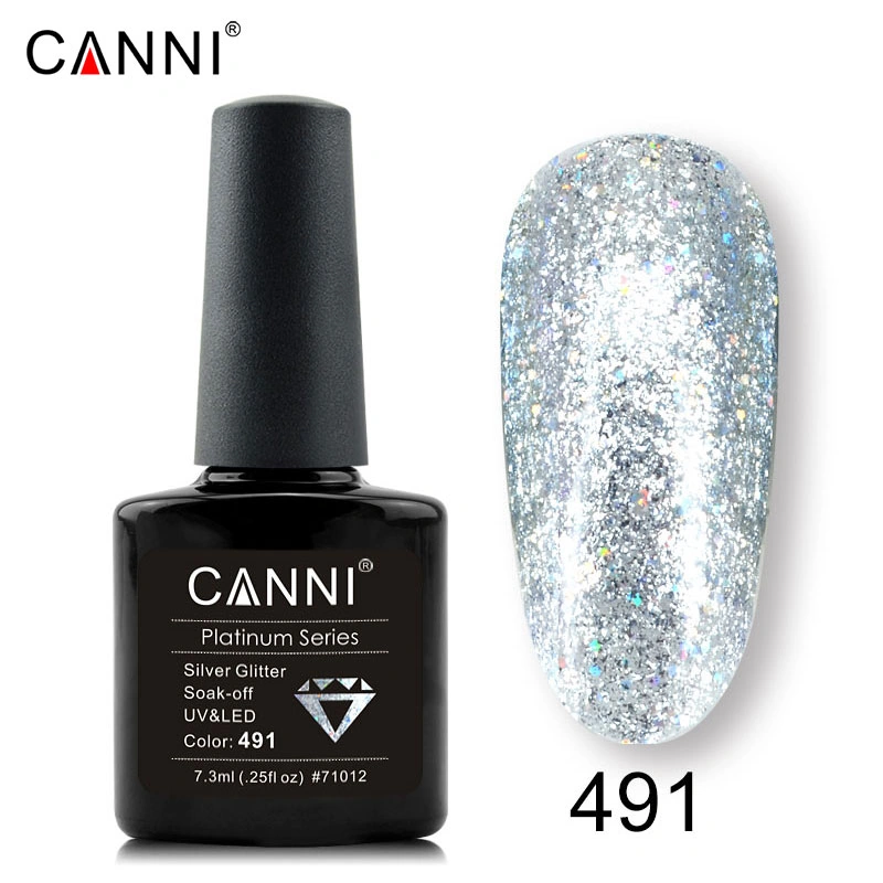Гель-лак Canni Gel Polish 491 Liquid Foil рідка фольга голографічне срібло 7,3 мл