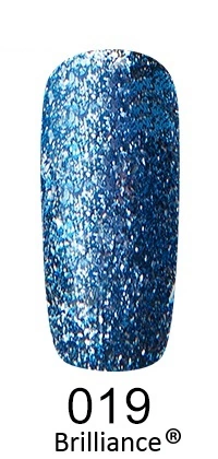 Гель-лак FOX Gel-Polish Gold Brilliance №019 темно-блакитний, великі щільні блискітки 6 мл