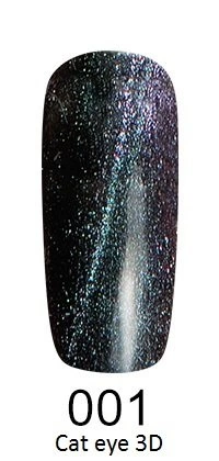 Гель-лак FOX Gel-Polish Gold Cat Eye 3D №001 малахітово-сірий з подвійним голографічним відблиском 6 мл