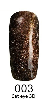Гель-лак FOX Gel-Polish Gold Cat Eye 3D №003 темний бронзово-рудий з подвійним голографічним відблиском 6 мл