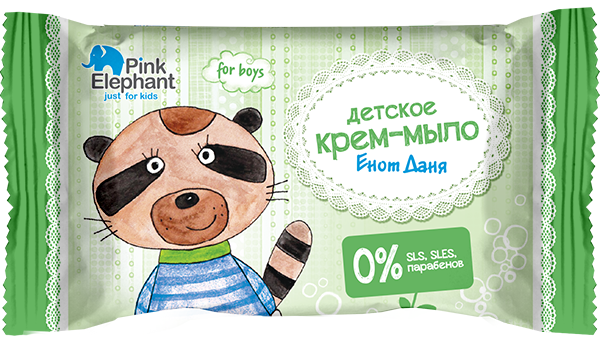 Дитяче крем-мило Pink Elephant Kids Soap Raccoon Danya Енот Даня 90 г