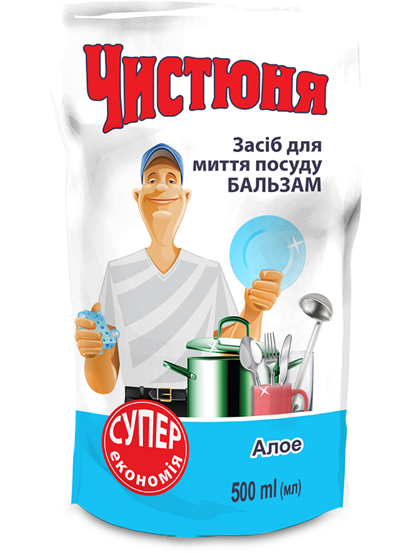 Засіб для миття посуду Чистюня Dish Washing Balm Aloe бальзам алое 500 мл