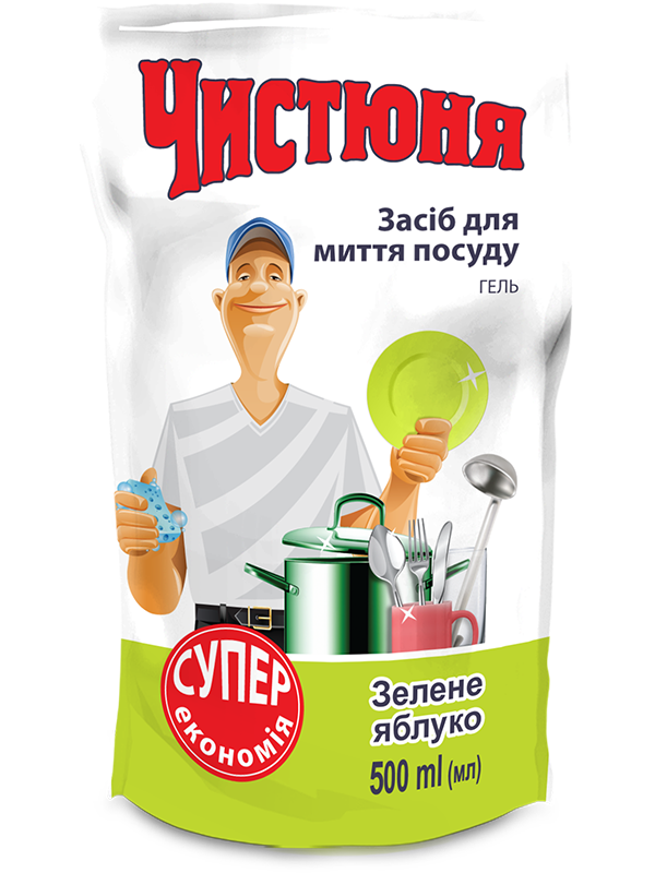 Засіб для миття посуду Чистюня Dish Washing Balm Green Apple зелене яблуко 500 мл