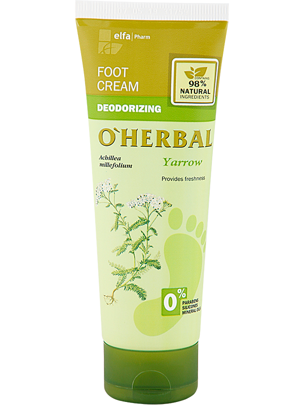 Дезодоруючий крем для ніг OHerbal Deodorizing Foot Cream With Yarrow Extract екстракт деревію 75 мл