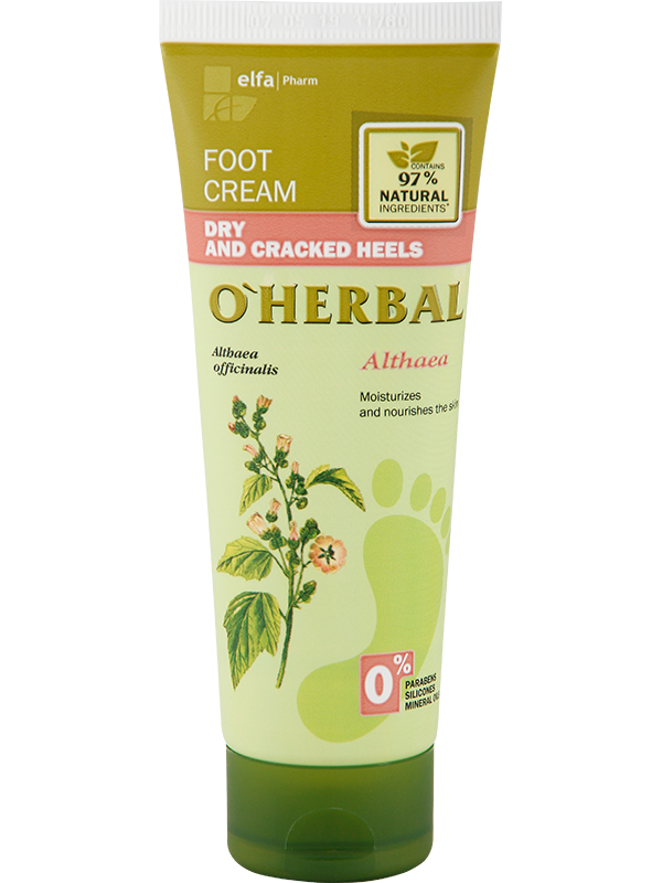 Крем для ніг для сухих п`ят OHerbal Foot Cream For Dry and Cracked Heels With Althea Extract екстракт алтея 75 мл