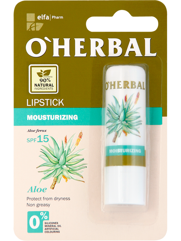 Зволожуюча гігієнічна помада OHerbal Moisturizing Lipstick SPF15 With Aloe Vera Extract екстракт алоє SPF 15 4,8 г
