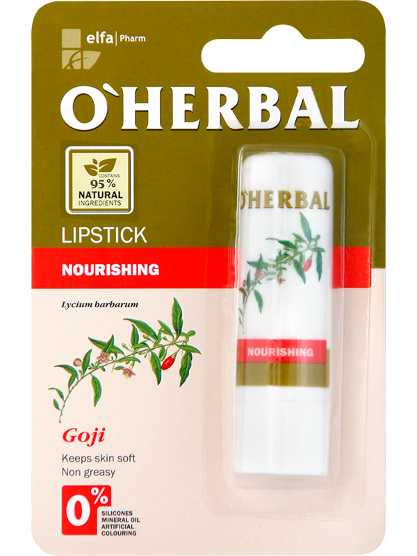 Поживна гігієнічна помада OHerbal Nourishing Lipstick With Goji Extract екстракт годжі 4,8 г