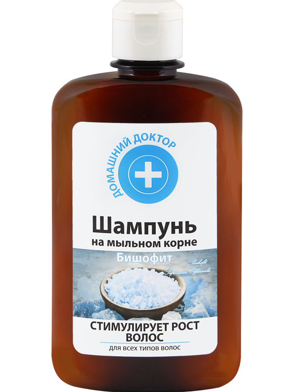Шампунь на мильному корені Домашний Доктор (The Doctor) Shampoo on The Soap Root Bishofit For Hair Growth бішофіт, стимулює ріст волосся 300 мл