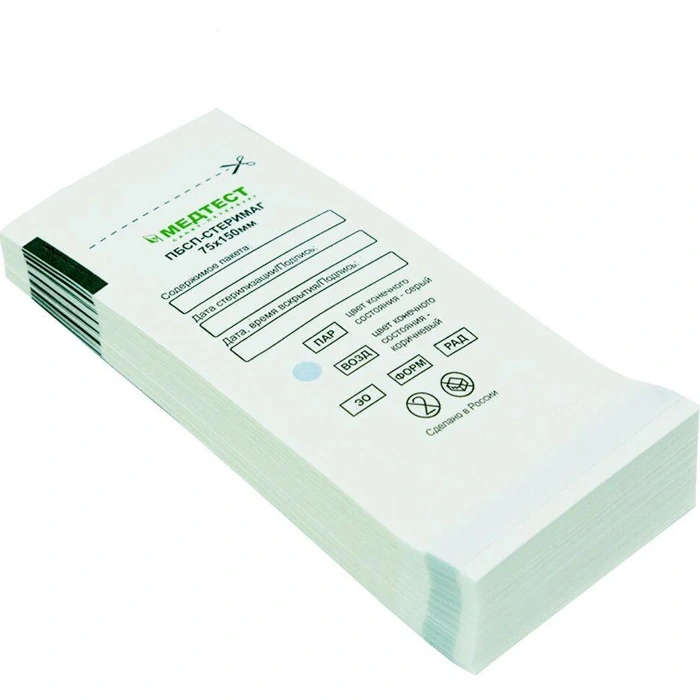 Крафт пакети Медтест Медтест Sterilization Kraft Packages White 75*150мм 75 * 150мм 100 шт 100 шт
