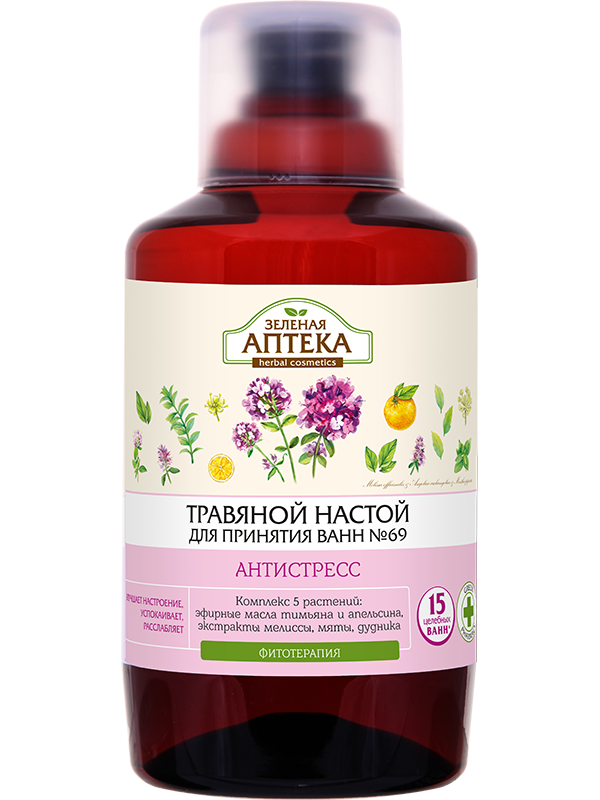 Настій для ванн № 69 Антистрес Зелена аптека Herbal Infusion for Baths №69 Antistress 750 мл