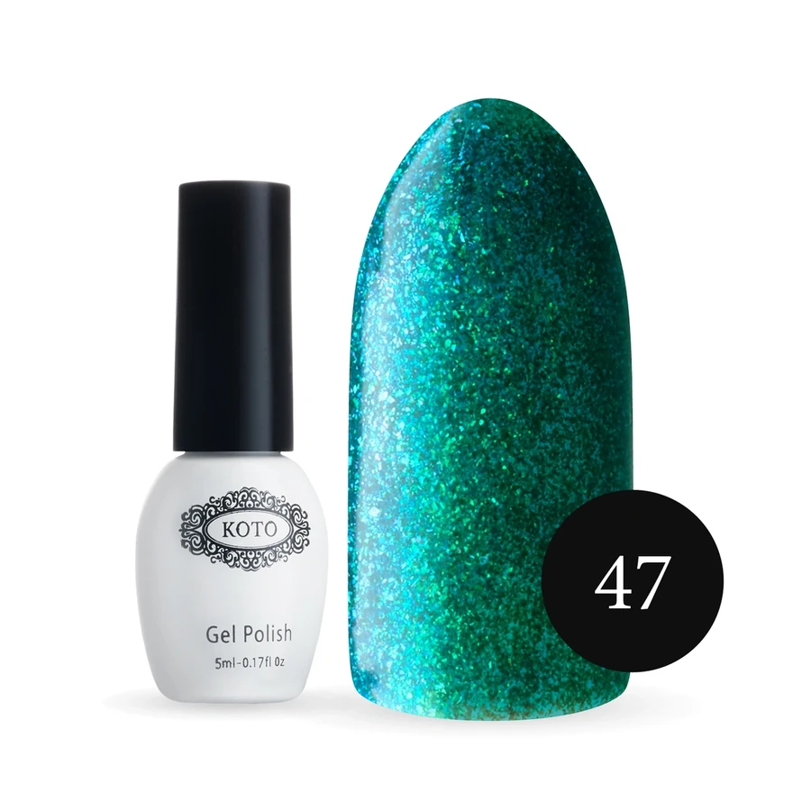 Гель-лак Koto Gel Polish №047 насичений зелений металік, з легким бірюзовим відливом 5мл