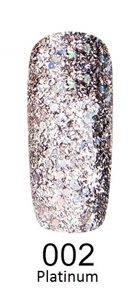 Гель-лак Leo Platinum Gel Polish №002 срібло з рожевим відливом, блискітки 9 мл