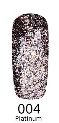 Гель-лак Leo Platinum Gel Polish №004 срібло з фіолетовим відливом, блискітки 9 мл
