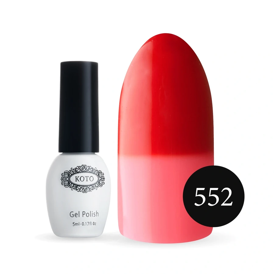 Термо гель-лак Koto Thermo Gel Polish №552 5мол червоний (при нагріванні ніжно-рожевий