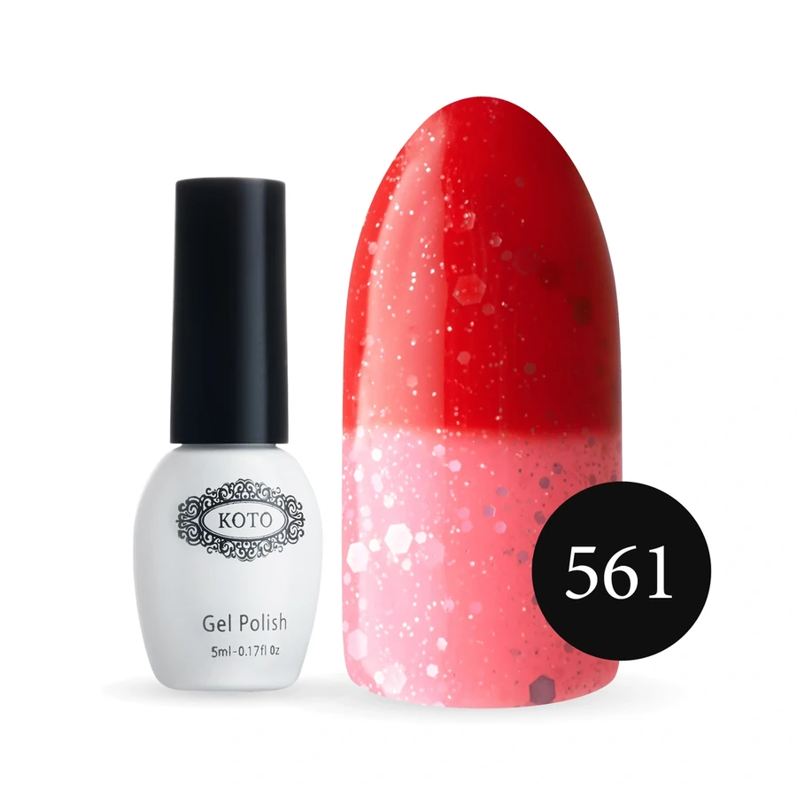 Термо гель-лак Koto Thermo Gel Polish №561 5мол червоний (при нагріванні ніжний рожевий
