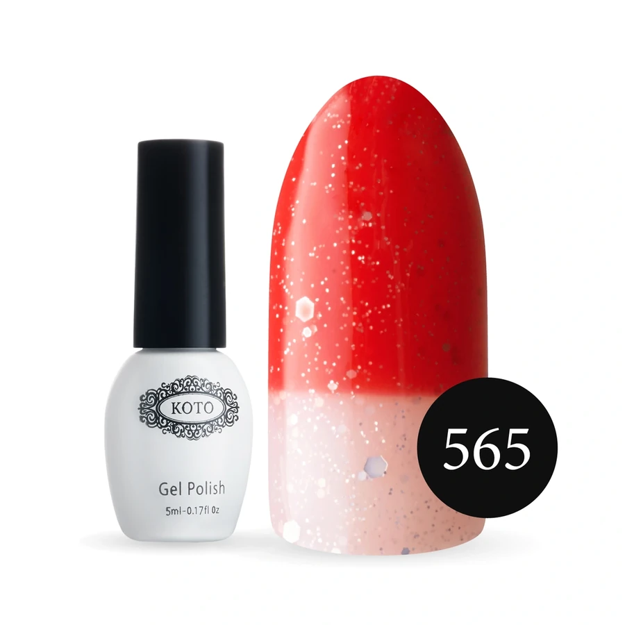 Термо гель-лак Koto Thermo Gel Polish №565 5мол червоний (при нагріванні молочно-рожевий