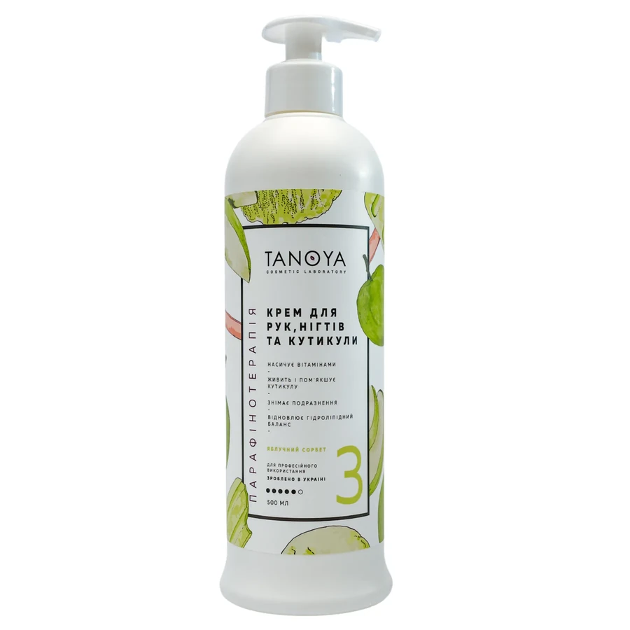 Крем для рук, нігтів та кутикули Tanoya Hand, Nail and Cuticle Cream Apple Sorbet Яблучний сорбет 500 мл