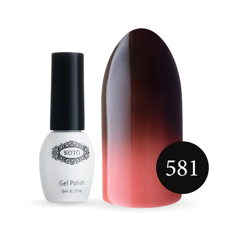 Термо гель-лак Koto Thermo Gel Polish №581 5мол темно-коричневий (при нагріванні рожевий