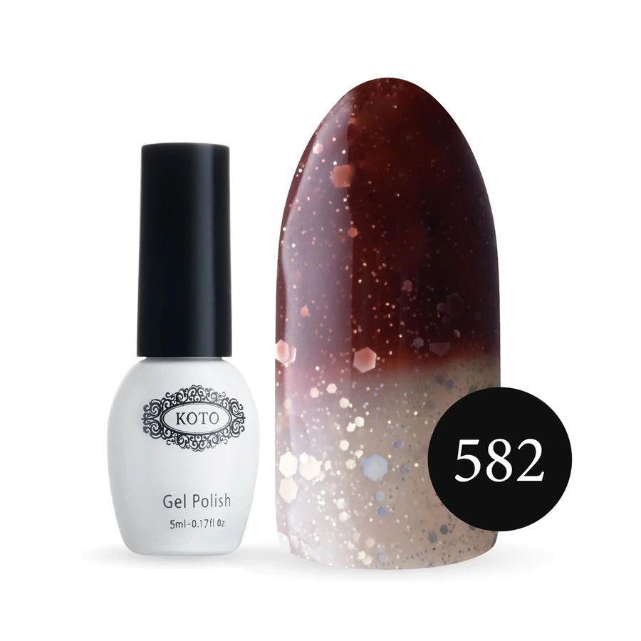 Термо гель-лак Koto Thermo Gel Polish №582 5мол бордово-коричневий (при нагріванні молочний