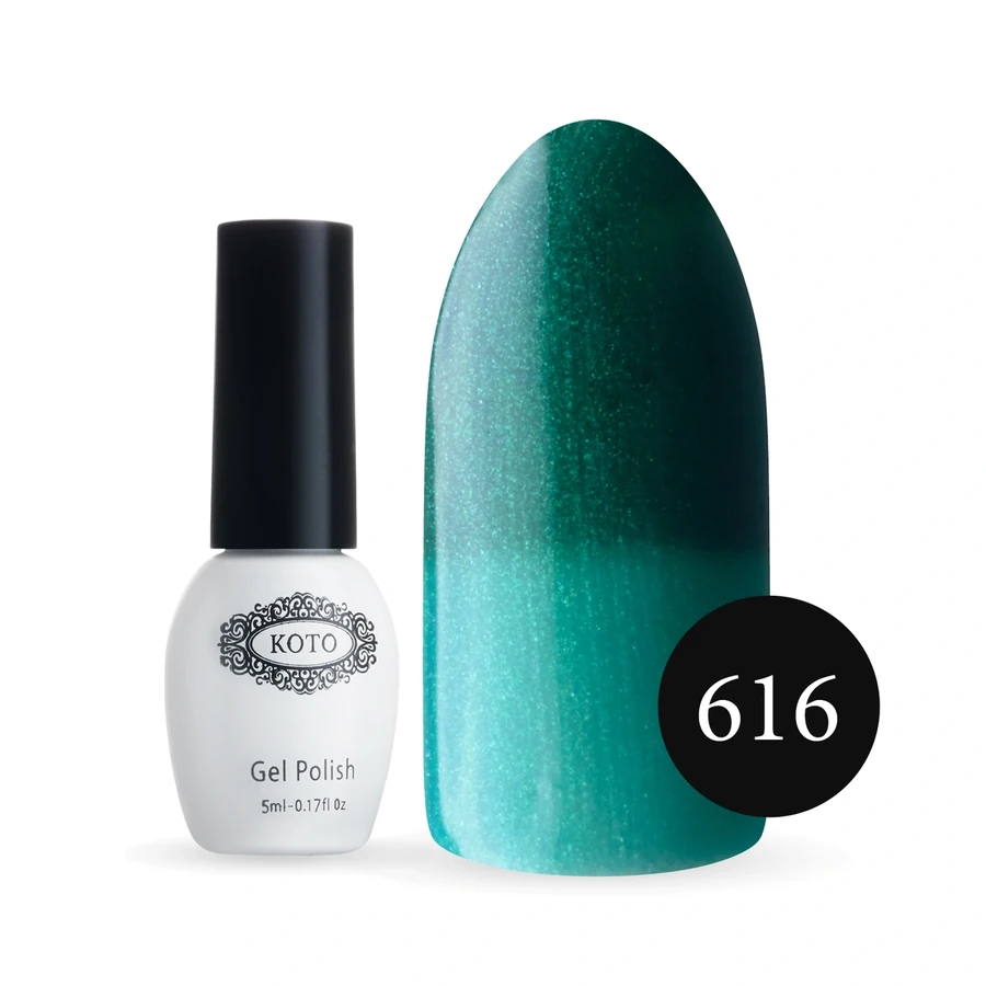 Термо гель-лак Koto Thermo Gel Polish №616 5мол темно-зелений (при нагріванні бірюзовий