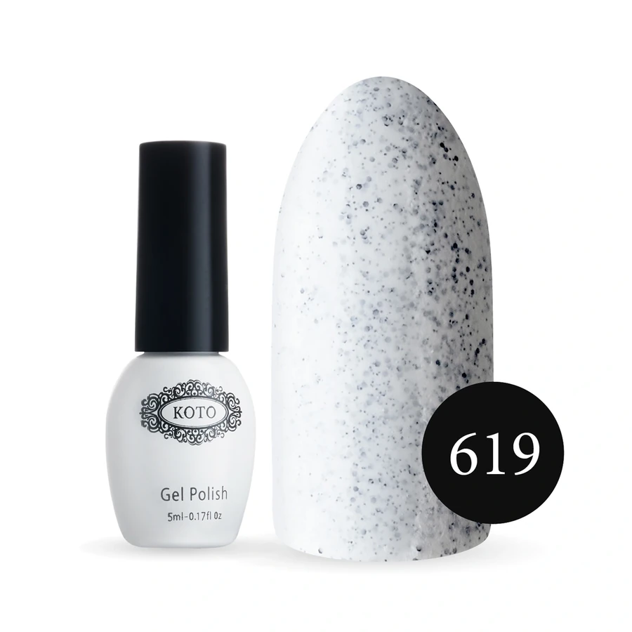 Пісочний гель-лак Koto Sandy Gel Polish №619 5мол білий з чорними крапками, пісочний