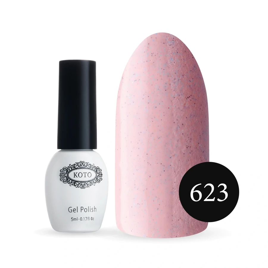 Пісочний гель-лак Koto Sandy Gel Polish №623 5мол бежево-рожевий з чорними та блакитними крапками, пісочний